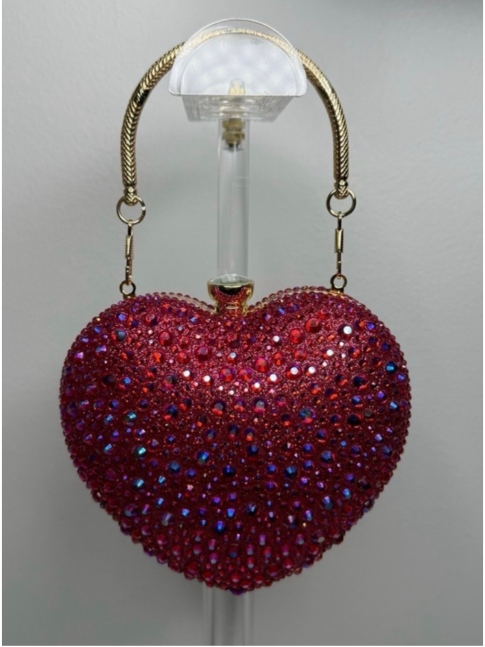 Women's RAMLA Pink Sequin Heart Clutch One Size - Picture 2 of 5